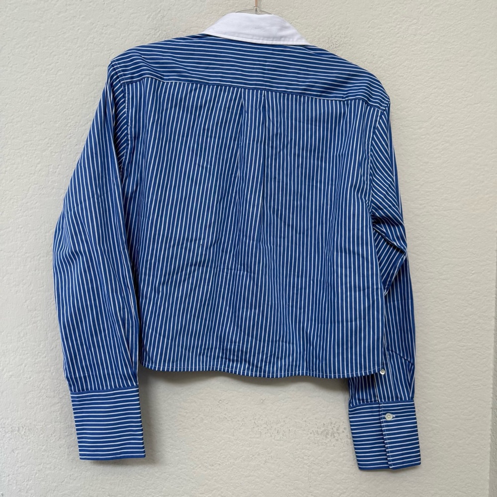 Madewell Relaxed Button Up Shirt Blue White Striped Size Medium - Picture 4 of 5